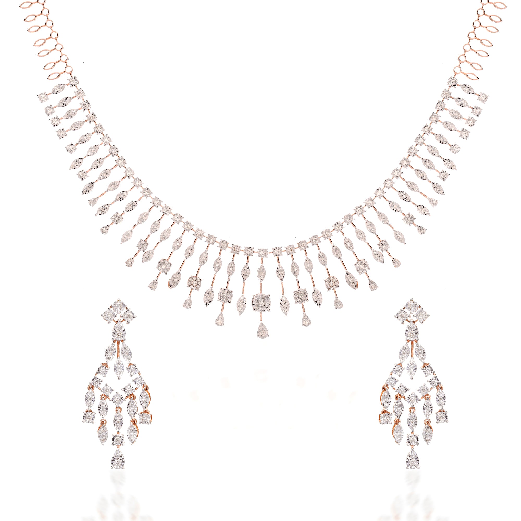 Artistic Design Diamond Necklace Set – Khanna Jewellers