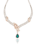 Dual Tone Floral Diamond Necklace Set