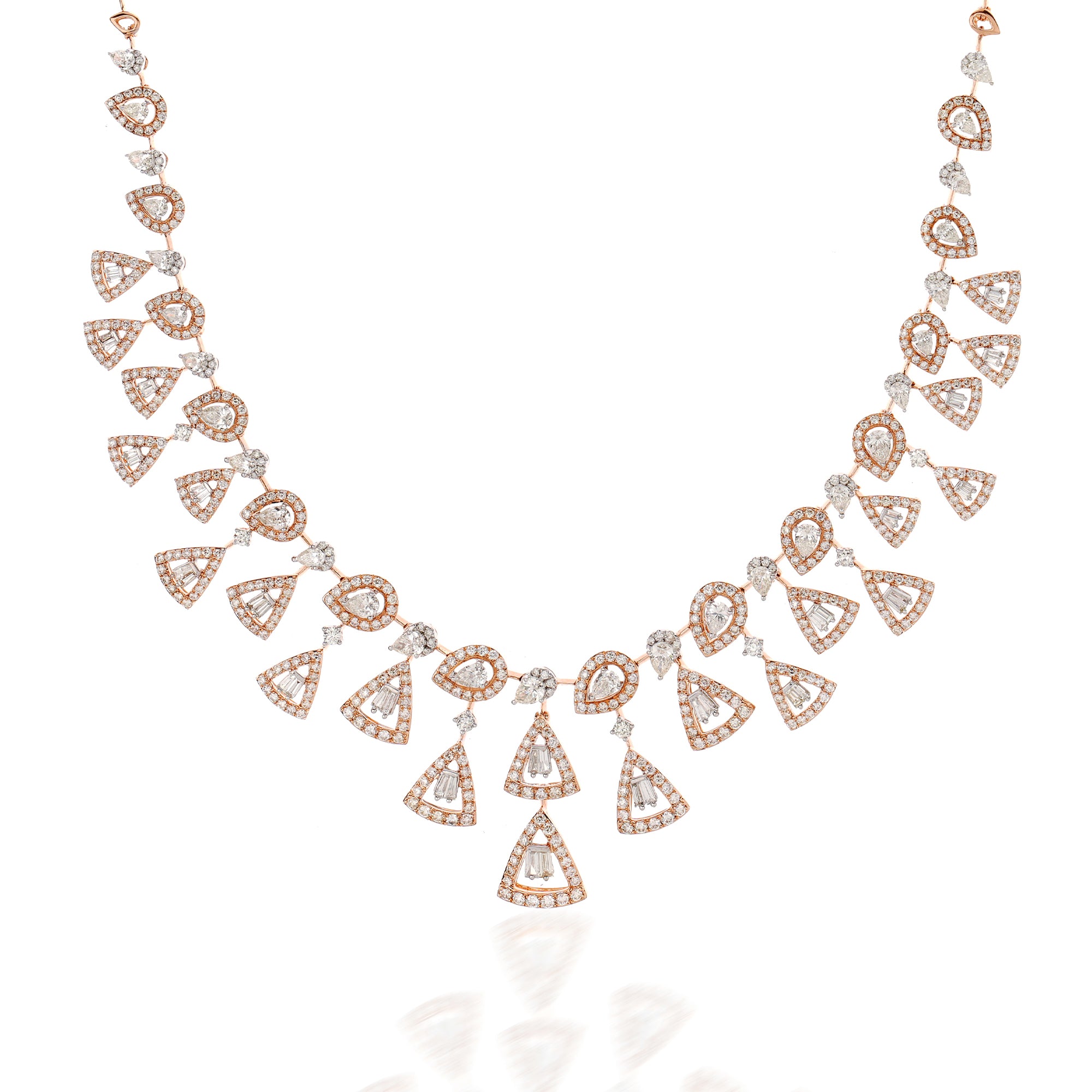 Exquisite Rose Gold Diamond Necklace Set – Khanna Jewellers