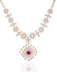 Floral Ruby and Diamond Necklace Set