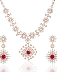 Floral Ruby and Diamond Necklace Set