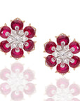 Rosette Ruby Diamond Studs