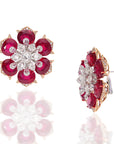 Rosette Ruby Diamond Studs