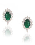 Emerald Halo Diamond Studs