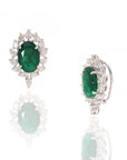 Emerald Halo Diamond Studs