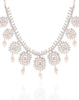 Dual Tone Pearl & Diamond Necklace Set