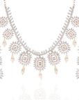 Dual Tone Pearl & Diamond Necklace Set