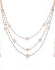 Elegant Triple Lines Diamond Necklace Set